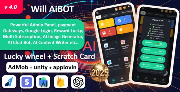 Will AI bot - ChatGPT AI Content writer App | AI Image AI | Lucky Wheel & Scratch Payment gateway
