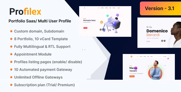 Profilex - Multitenant Portfolio Website Builder with Appointment Module (SAAS)