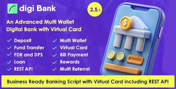Digibank - Advanced Multi Wallet Digital Banking System with Virtual Card and Rewards