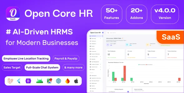 Open Core HR: Complete SaaS HRMS Platform - AI, GPS Tracking, Attendance & Chat