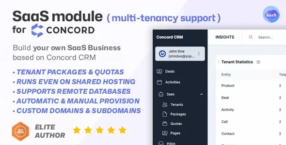 SaaS module for Concord - Transform your CRM into a Powerful Multi-Tenancy Solution