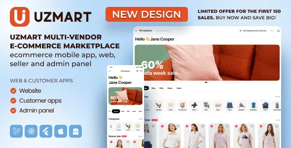 UzMart Multi-Vendor E-commerce Marketplace - eCommerce Mobile App, Web, Seller and Admin Panel