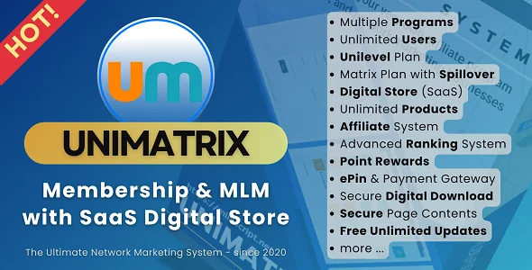 UniMatrix - Membership and MLM Script with SaaS Digital Store