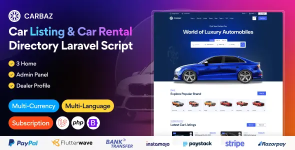 Carbaz v3.0.0 - Car listing & Car Rental Directory Laravel Script