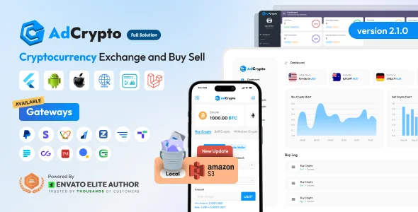 AdCrypto v2.1.0 - Cryptocurrency Exchange and Buy Sell Full Solution