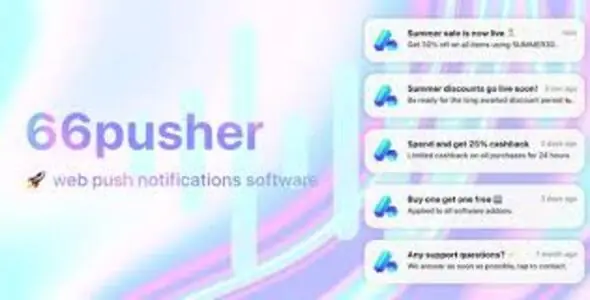 66pusher v23.0.0 - Web push notifications - nulled