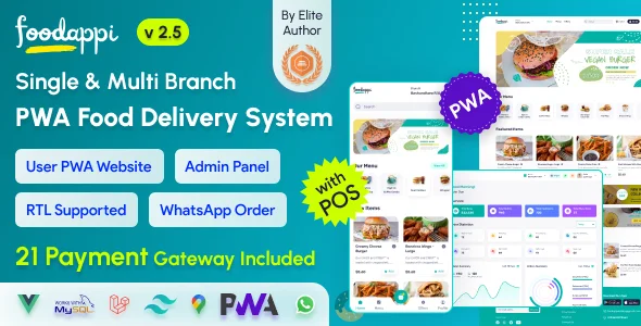 FoodAppi v2.5 - PWA Food Delivery System and WhatsApp Menu Ordering with Admin Panel - nulled