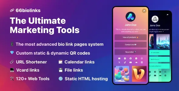 66biolinks v64.0.0 - Bio Links, URL Shortener, QR Codes & Web Tools (SAAS)