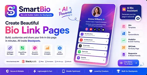 SmartBio v1.0 – Bio Link Builder Addon for Stackposts