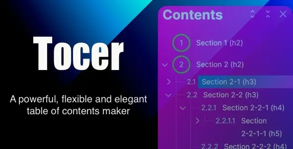 Tocer - table of contents maker WordPress plugin (formerly Fixed Toc)