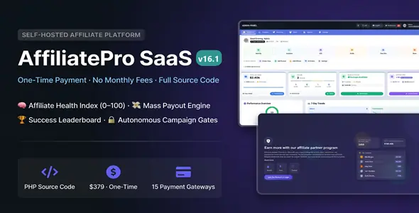 AffiliatePro SaaS v16 - AI-Powered Multi-Vendor & MLM System - nulled