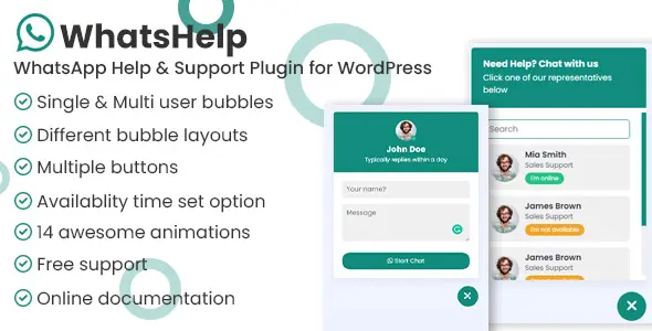 WhatsApp Chat Support Pro WordPress Plugin v3.1.13