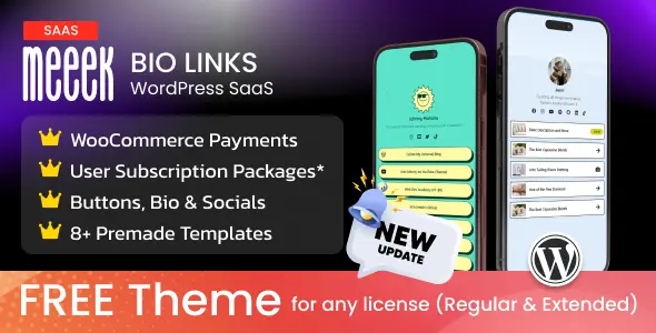 Meeek v3.6 - Bio Links SaaS (WordPress)