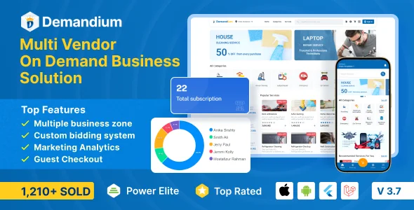 Demandium v3.7 - Multi Provider On Demand, Handyman, Home service App with admin panel