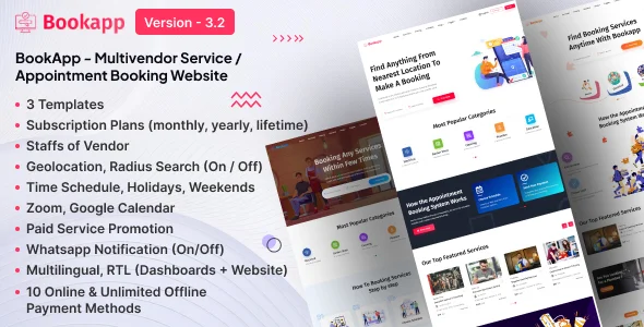 Bookapp v3.2 - Multivendor Service / Appointment Booking Laravel Website (Subscription Based)