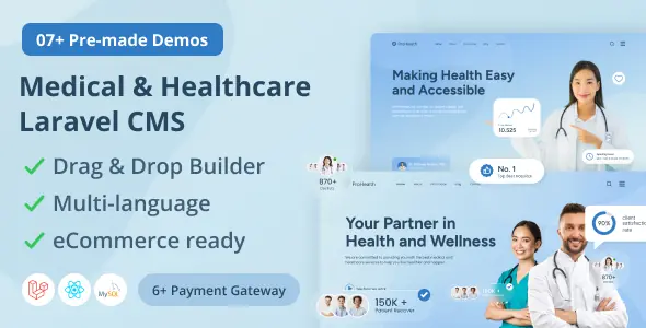 Prohealth v2.0 - Medical and Healthcare Laravel CMS With Live Page Builder - nulled