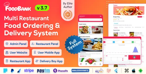 FoodBank Multi Restaurant v3.7 - Restaurant App with Admin & Restaurant Panel - nulled