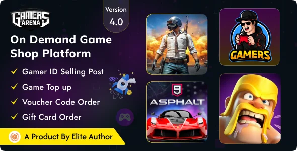Gamers Arena v4.1 - Digital Online Game Store, Game Top Up , Voucher & Gamer ID Selling Tools - null