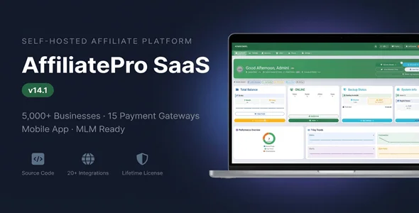 AffiliatePro SaaS v14.0.0.0 – Affiliate & Vendor System + Mobile App, AI, Telegram