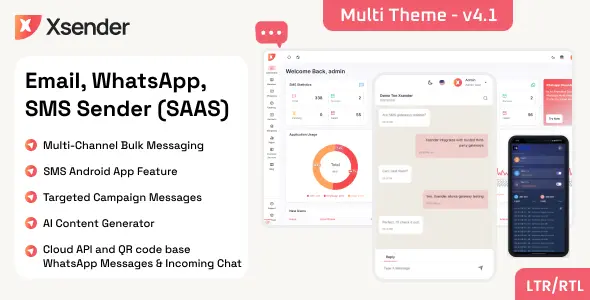 XSender v4.1 - Bulk Email, SMS and WhatsApp Messaging Application [SAAS] - nulled