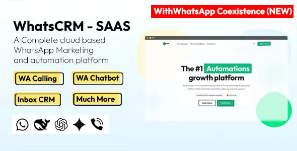 WhatsCRM v5.8.0 - Chatbot, Flow Builder, API Access, WhatsApp CRM SAAS System