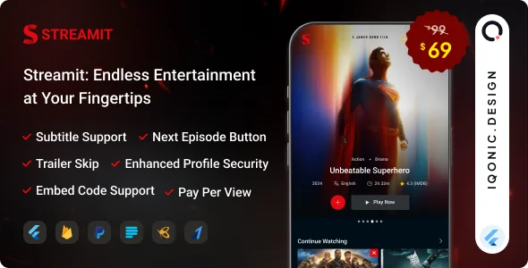 Streamit - OTT Streaming Flutter App (Add-on)