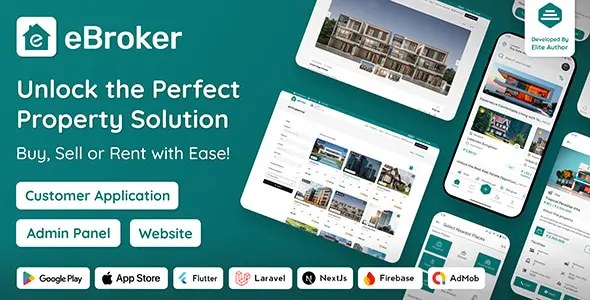 eBroker - Real Estate Property Buy-Rent-Sell Flutter app with Laravel Admin Panel | Web Version