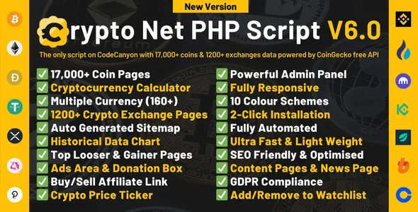 CryptoNet – All-in-One Crypto Market Website PHP Script (CoinMarketCap & CoinGecko Alternative)