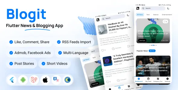 Blogit News App | Flutter News App and Website Complete Solution