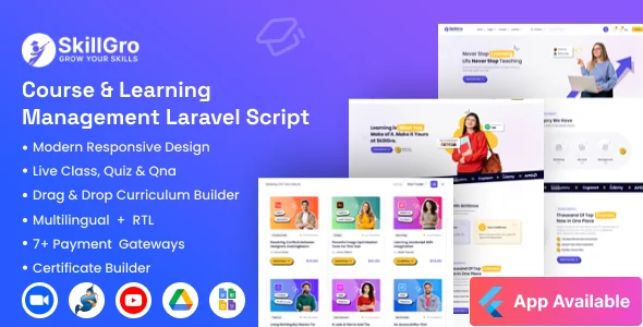 SkillGro LMS - Course & Learning Management System Laravel Script