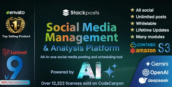 Stackposts - AI Social Media Management & Marketing SaaS Platform With All 93 Modules